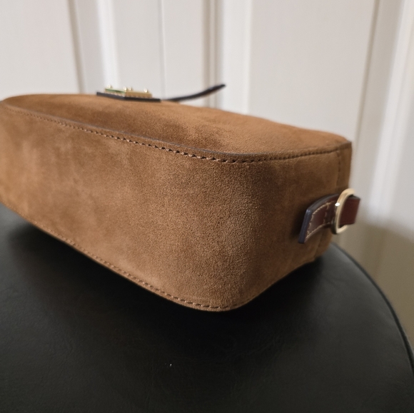 Dooney Suede Camera Zip Crossbody/Color: Amber - Picture 7 of 12